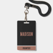 Naam vrijwilliger All Access Pass Evenement Zwart Badge (Voorzijde met lanyard)