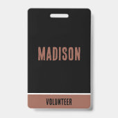 Naam vrijwilliger All Access Pass Evenement Zwart Badge (Voorzijde)