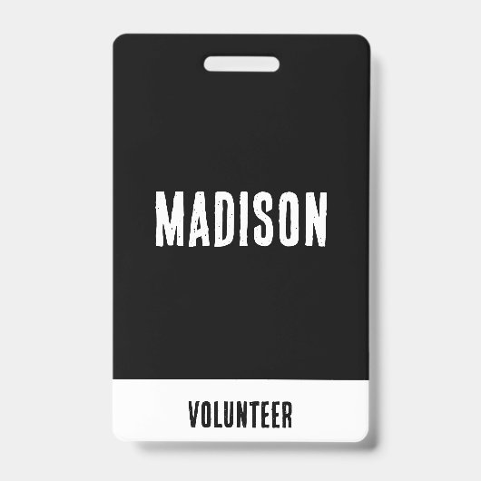 Naam vrijwilliger All Access Pass-evenement Zwart Badge (Voorzijde)