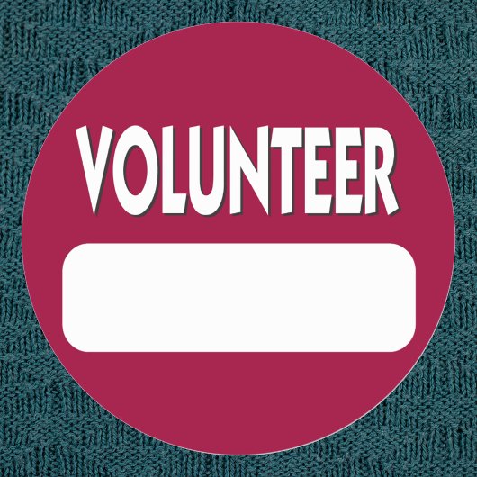 Naam Vrijwilliger Tag Badge Ronde Sticker