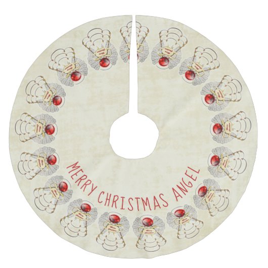 Naam: Vrolijk kerstfeest Filigree Angel Red/Cream Kerstboom Rok (Voorkant)
