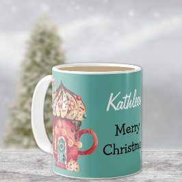 Naam, Vrolijk Kerstfeest Magisch Snoep Huis 11oz Koffiemok