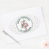 Naam, Vrolijk Kerstfeest, Mistletoe Snoep Pattern Ovale Sticker (Envelop)