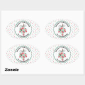 Naam, Vrolijk Kerstfeest, Mistletoe Snoep Pattern Ovale Sticker (Vel)