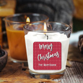 Naam, Vrolijk Kerstfeest Rood & Wit Polka Dots Vierkante Sticker