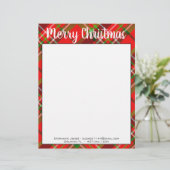 Naam Vrolijk kerstrood/Groen Tartan Spuit Briefhoofd (Staand voorkant)