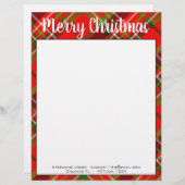 Naam Vrolijk kerstrood/Groen Tartan Spuit Briefhoofd (Voorkant / Achterkant)