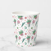 Naam, Vrolijk Kerstvarens Ornamenten Snoep 8oz Papieren Bekers (Achterkant)