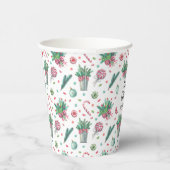 Naam, Vrolijk Kerstvarens Ornamenten Snoep 8oz Papieren Bekers (Rechts)