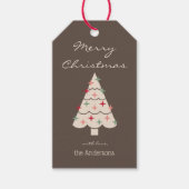 Naam, Vrolijke Kerstmis Midden Eeuw Moderne Boom Cadeaulabel (Voorkant)