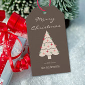 Naam, Vrolijke Kerstmis Midden Eeuw Moderne Boom Cadeaulabel