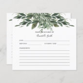 Naam vulblad Ontvangkaart (Voorkant / Achterkant)