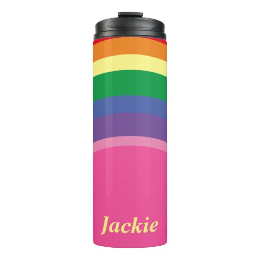 Naam w/Rainbow Pride Thermische Tumbler Thermosbeker (Voorkant)