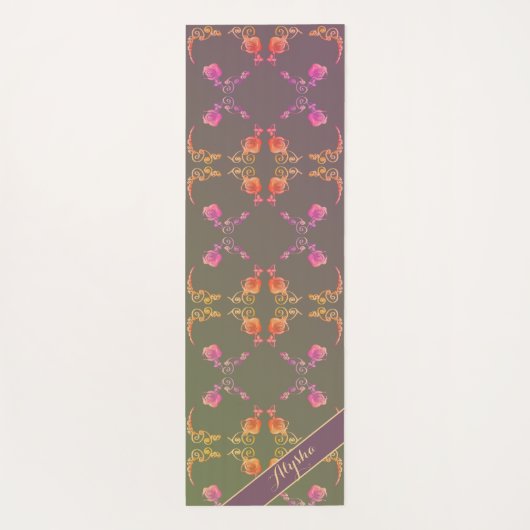 Naam w / Roos Harten op Plum Yogamat (Achterkant)