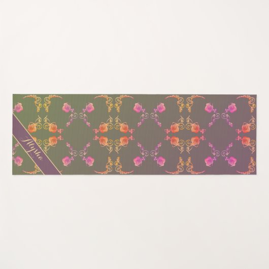 Naam w / Roos Harten op Plum Yogamat (Voorkant (horizontaal))