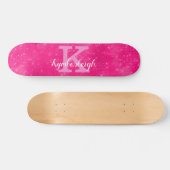 Naam warm roze glam Diamond Sparkle Monogram Persoonlijk Skateboard (Horizontaal)