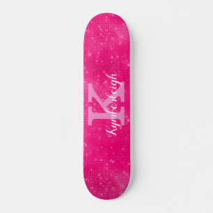 Naam warm roze glam Diamond Sparkle Monogram Persoonlijk Skateboard