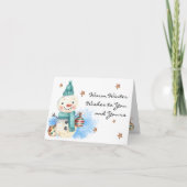 Naam, Warm Winter Wishes Vrolijk Kerstfeest Happy Kaart (Voorkant)