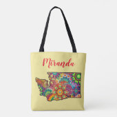 Naam Washington State Outline Mandala aanpassen Tote Bag (Achterkant)