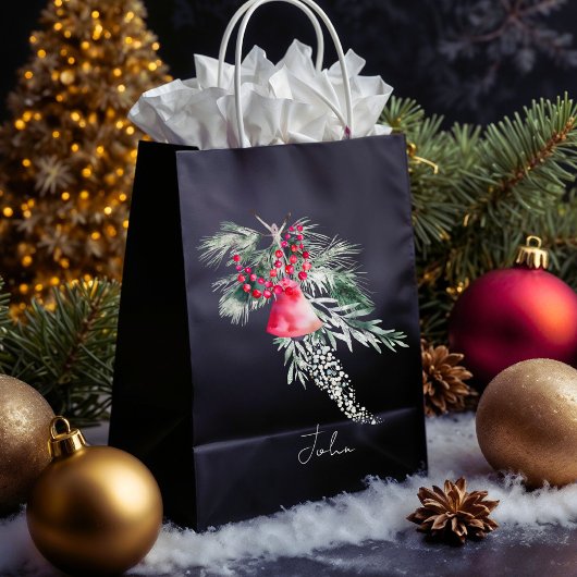 Naam Watercolor Modern Script Prettig Kerstfeest Medium Cadeauzakje