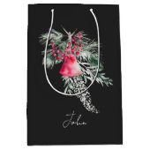 Naam Watercolor Modern Script Prettig Kerstfeest Medium Cadeauzakje (Voorkant)
