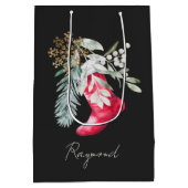 Naam Watercolor Script Elegante Kous Kerstmis Medium Cadeauzakje (Achterkant)