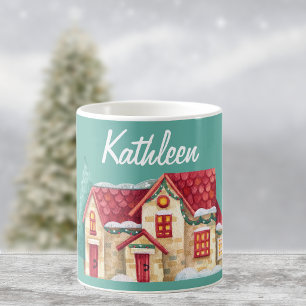 Naam, Watercolor Winter Home 11oz Koffiemok