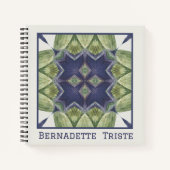 Naam Waterverf Abstract Geometric Pattern Blue Notitieboek (Voorkant)