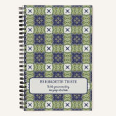 Naam Waterverf Abstract vierkant Geometric Blue Notitieboek (Voorkant)