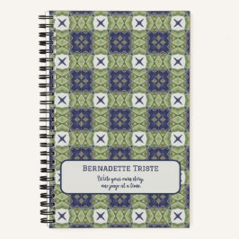 Naam Waterverf Abstract vierkant Geometric Blue Notitieboek