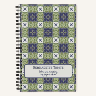 Naam Waterverf Abstract vierkant Geometric Blue Notitieboek