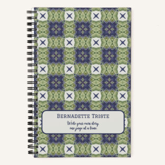 Naam Waterverf Abstract vierkant Geometric Blue Notitieboek