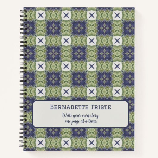 Naam Waterverf Abstract vierkant Geometric Blue Notitieboek (Voorkant)