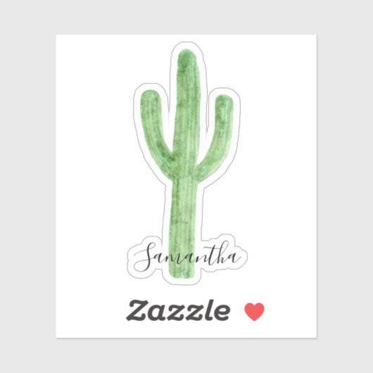 Naam waterverf Cactus Sticker (Vel)