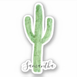 Naam waterverf Cactus Sticker