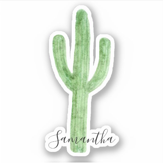 Naam waterverf Cactus Sticker (Voorkant)