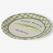 Naam Waterverf Cute Alligator Birthday Papieren Bordje (Gekanteld)