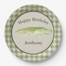 Naam Waterverf Cute Alligator Birthday Papieren Bordje