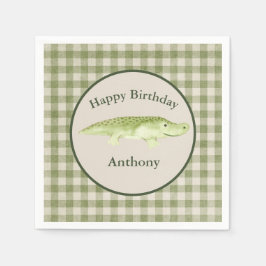 Naam Waterverf Cute Alligator Birthday Servet