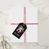 Naam Waterverf Elegante Kous Script Vakantie Cadeaulabel (Met Touw)