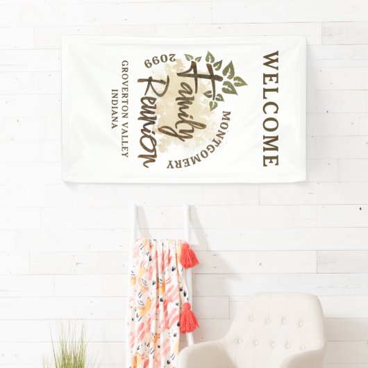 Naam waterverf Family Reunion Script Tree Spandoek (Insitu)