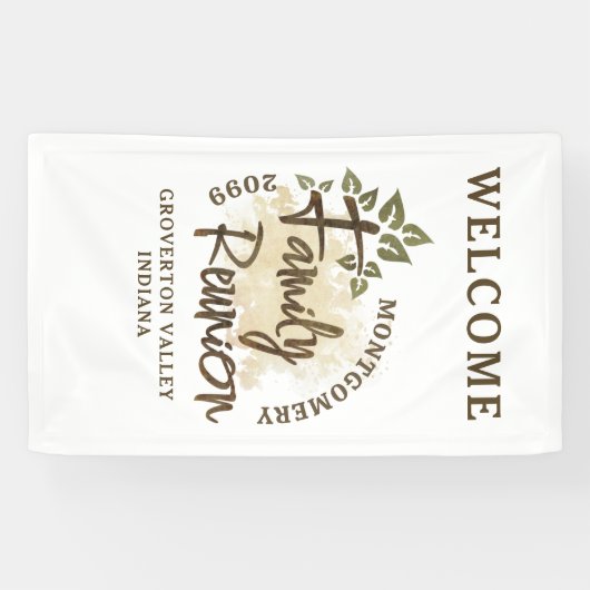 Naam waterverf Family Reunion Script Tree Spandoek (Horizontaal)