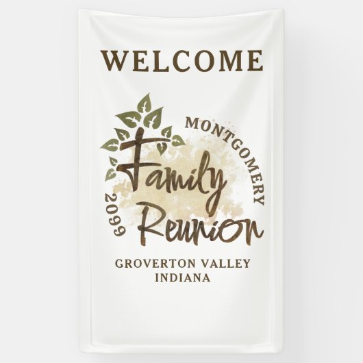 Naam waterverf Family Reunion Script Tree Spandoek (Verticaal)
