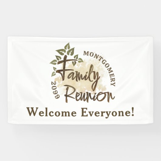 Naam waterverf Family Reunion Script Tree Spandoek (Horizontaal)