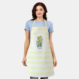 Naam Waterverf Gele affodils Witte Stripes Schort