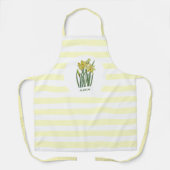 Naam Waterverf Gele affodils Witte Stripes Schort (Voorkant)