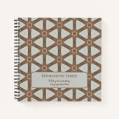 Naam Waterverf Geometric Pinwheels Pattern Brown Notitieboek (Voorkant)