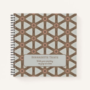 Naam Waterverf Geometric Pinwheels Pattern Brown Notitieboek