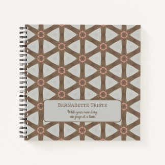 Naam Waterverf Geometric Pinwheels Pattern Brown Notitieboek
