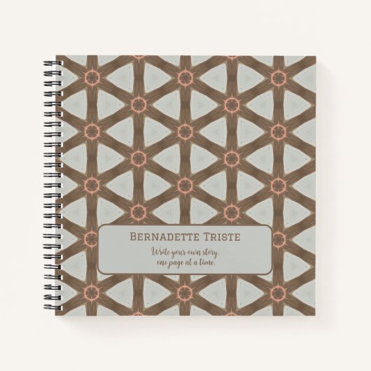 Naam Waterverf Geometric Pinwheels Pattern Brown Notitieboek (Voorkant)